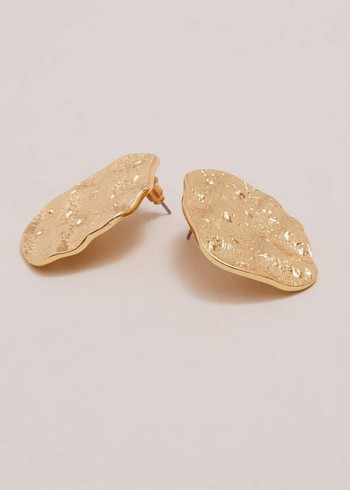 Phase Eight Gold Large Textured Circle Stud Jewellery Gold USA | 6027358-PS